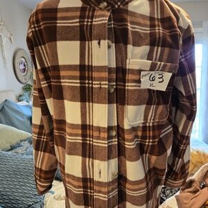 Eddie Bauer Brown Plaid Button Down Shirt